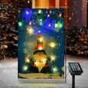 KatchOn, Solar Lighted Christmas Garden Flag - 12x18 Inch Double Sided, 8 Mode | Gnome Christmas Flag, Christmas Yard Flag for Outdoor Christmas Decorations | Gnome Lighted Flag, Christmas House Flags (Multicolor Cap Santa)