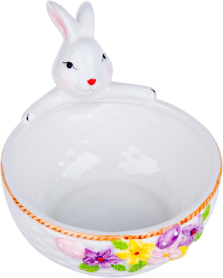 Adorable Easter Ceramic Candy Dish - Easter Bunny Candy Bowl, Dishwasher and Microwave Safe