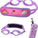 RUIGAO Kids Swim Goggles Age 2-6, Toddler Goggles No Hair Pull,Child Goggles Padded HeadBand (1pk Kids - Purple)
