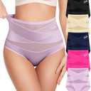 MIOTAN Women's Underwear 4 Pack High Waisted No Muffin Top Tummy Control Ladies Panties Postpartum Briefs Full Coverage.Size 3XL