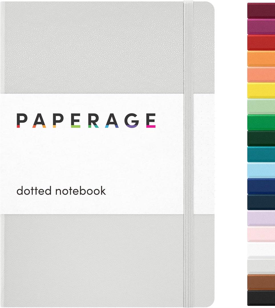 PAPERAGE Dotted Journal Notebook, (Light Grey), 160 Pages, Medium 5.6 in x 8 in - 100 GSM Thick Paper  Hardcover Journaling Notebook for Work, School & Bullet Journaling
