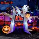 10FT Halloween Inflatable Archway, Giant Blow up Arch Yard Decorations withTree, Pumpkin, Bat, Ghost &Cat, Outdoor Halloween Decorations Build-in LEDs Lights for Yard, Party, Garden, Lawn