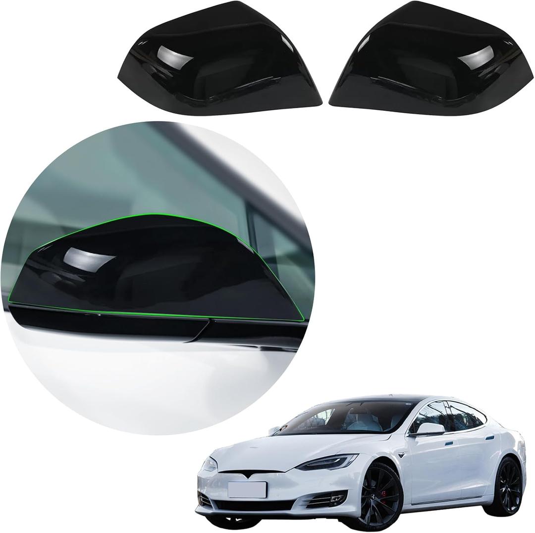 Side Mirror Cover for Tesla Car Exterior Accessories ABS Plastic Outside Cap (Pack of 2)(Model S 2016-2020 Gloss Black