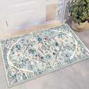 HEBE Washable Area Rug - 2'x3' Non Slip Soft Distressed Medallion Bedroom Boho Living Room Accent Throw Vintage Entry Floor Carpet for Dining Room Bathroom Entryway