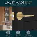 Mega Handles Ralph Privacy Door Handle - 1 Pack Interior Reversible Gold Door Handle, Heavy Duty Bed & Bath Door Handles with Privacy Door Lock, Fits All Standard Doors - Satin Brass