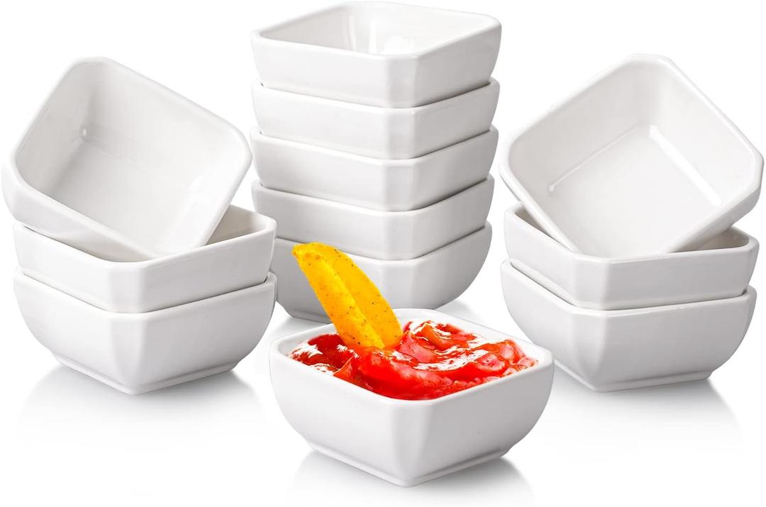 12 Pack Ceramic Dipping Bowls, 3 Oz Soy Sauce Dish, Small Dip Bowls Set for Sauce, Side Dish, Condiments, Sushi, Ramekins Oven Safe