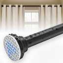 Black Shower Curtain Rod 24-40 Inch Integration Tension Curtain Rod, Load 44LBS No Splice 304 Stainless Steel Adjustable Spring Heavy Duty Tension Rods for Bathroom Windows No Drill Non Slip