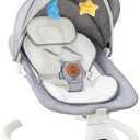 Baby Swing for Infants & Toddlers, Electric Bouncer with Remote Control, 3 Seat Positions, 5 Speeds, 5-Point Harness, Grey