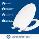 Mayfair Cassel Slow Close Toilet Seat, Easy Clean, Non Slip Premium Wood Seat, Easy Install, Made in USA, Elongated, White