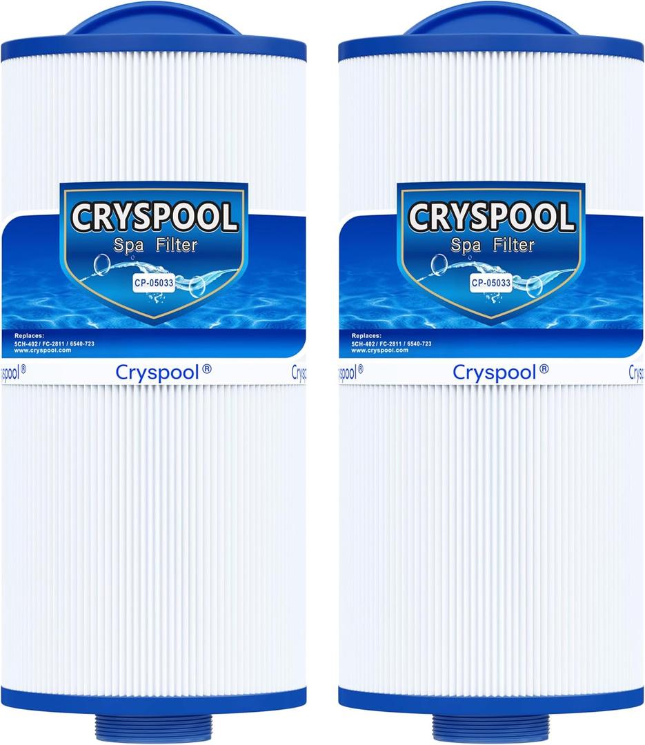 Cryspool 05033 Filter Compatible with Tuff Spa Filter, Del Sol Spas, Sundance Spas 6540-723, 5CH-402, FC-2811, South Pacific Spas, 40 Sq. Ft Spa Filter Cartridge, 2 Pack
