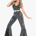 Morph Disco Costume Women - 70s Retro Jumpsuit Costume For Parties & Halloween - 70s Disco Outfits For Women, S