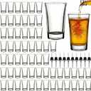 60 Pack Shot Glasses with 10 Pourers, 1 Ounce Shot Glass Bulk with Heavy Base, Clear Small Glass Cups for Vodka Tequila Whiskey Espresso Cocktail Bar Party