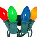 Oviejo Orange C7 Christmas Lights, 25Ft C7 LED Outdoor String Lights with 27 Clear Orange Bulbs, Hanging Christmas Decorative Lights for Indoor Outdoor Holiday Party Backyard Garden