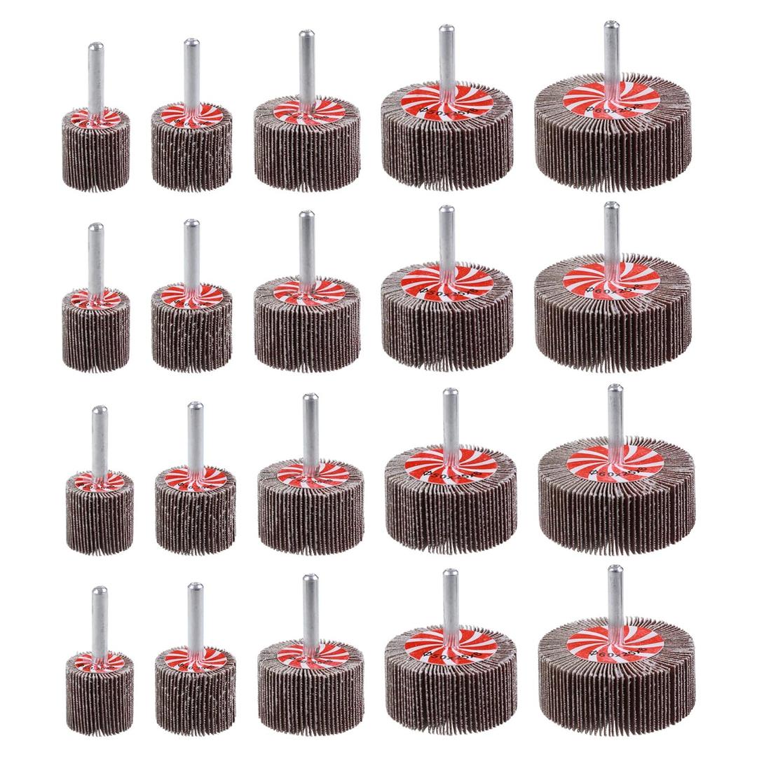 20 Pcs 5 Sizes 60/80/120/240 Grits Abrasive Flap Wheel Sander, 1/4 Inch Shank Flap Wheels for Drill, Die Grinder Flap Wheel,Flap Wheel Sander for Drill