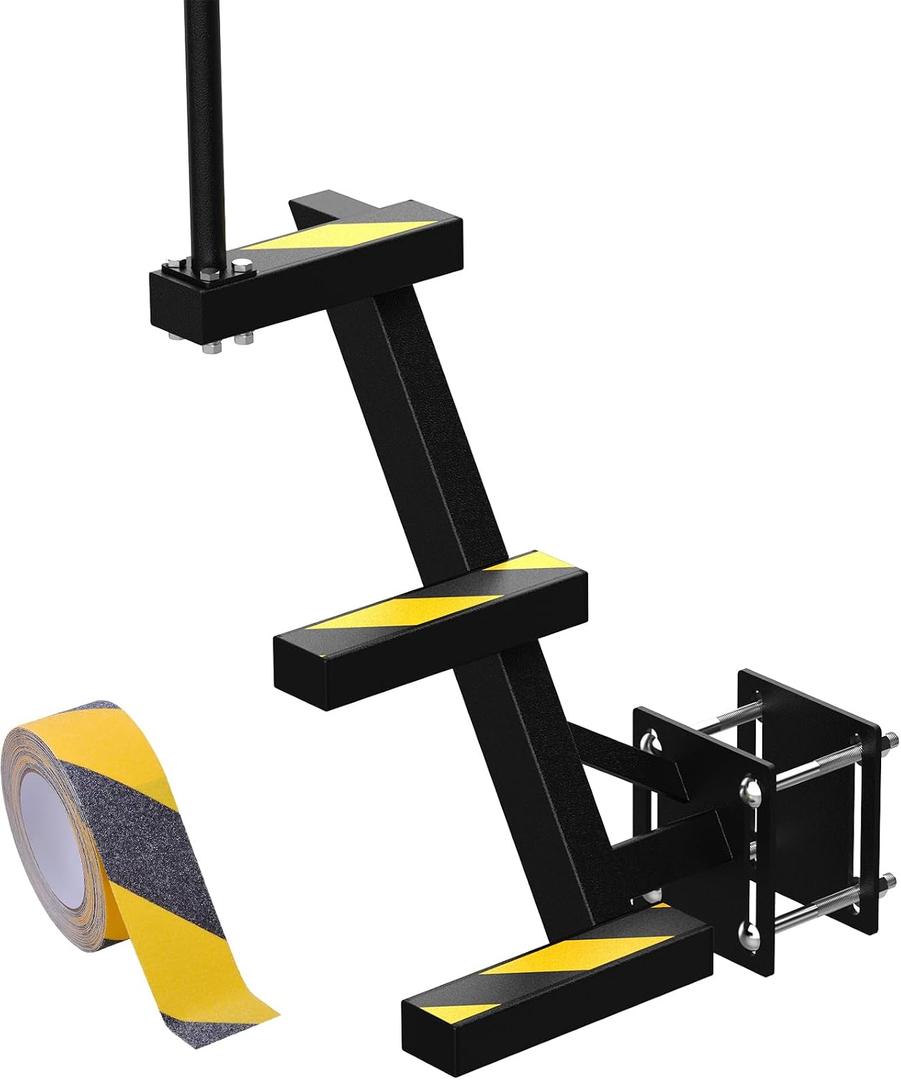 Boat Trailer Steps with Handle, Heavy Duty 3-Step Ladder for Trailer Tongue, with Non-Slip Step Pads, 500 lbs Load Capacity, Universal Fit for Most Bass Boats and Deep V Boats