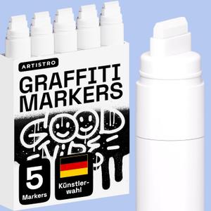ARTISTRO 5 White Jumbo Markers Acrylic Markers with 15mm Jumbo Felt Tip for Murals Tagging Posters Art Journals & Calligraphy