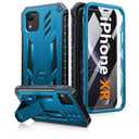 FNTCASE for iPhone XR Phone Case: Military Grade Full Protection Shockproof Hard Phonecase with Kickstand  Rugged Protective Cases Matte Textured Drop Proof Heavy Duty Cover  (Blue 6.1 inch)