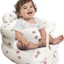 Inflatable Baby Seat for Babies 3-36 Months, Baby Chair with Fence & Built in Air Pump, Blow Up Floor Baby Seat with Back Support, Inflatable Baby Chair Sit Me Up for Home, Travel (Bear)