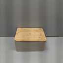 ZICOTO Beautiful Bread Box With Wooden Lid For Your Kitchen Countertop - Spacious Container Perfectly Stores Your Homemade Bread, English Muffins & Bagels - Quality Cutting Board Lid Keeps Loaf Fresh (Fog)