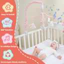 JOLLITO Crib Mobile for Girls, Soft Pink Musical Baby Crib Mobile with 12 Lullabies, Rotating Arm and Detachable Plush Animal Toys, Nursery Decor Baby Mobile for Crib Toys Bassinet