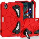 Kids Case for iPad mini 7 A17 Pro 2024/ Mini 6 8.3 inch, Spider Case for iPad mini 7th 6th Generation, Shockproof Durable Full Protective Cover with Pencil Holder, Kickstand (Red+Black)