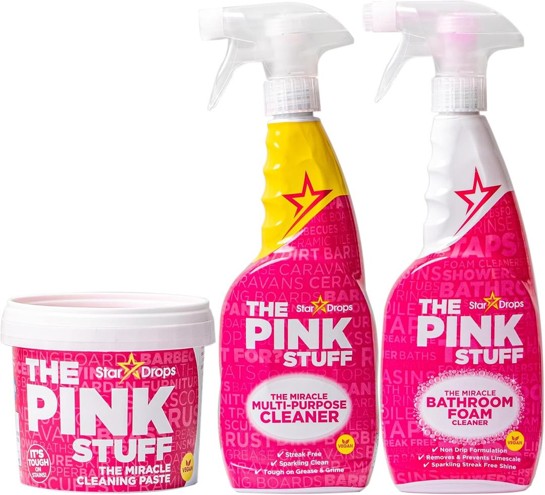 Stardrops - The Pink Stuff - The Miracle Cleaning Paste, Multi-Purpose Spray, And Bathroom Foam 3-Pack Bundle
