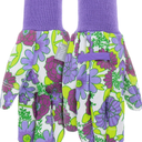 Essential Jersey & Chore Women's Garden Glove,Breathable, Elastic Band, Reiforced Fingertips, Purple, Floral (MD60011VF), Medium/Large