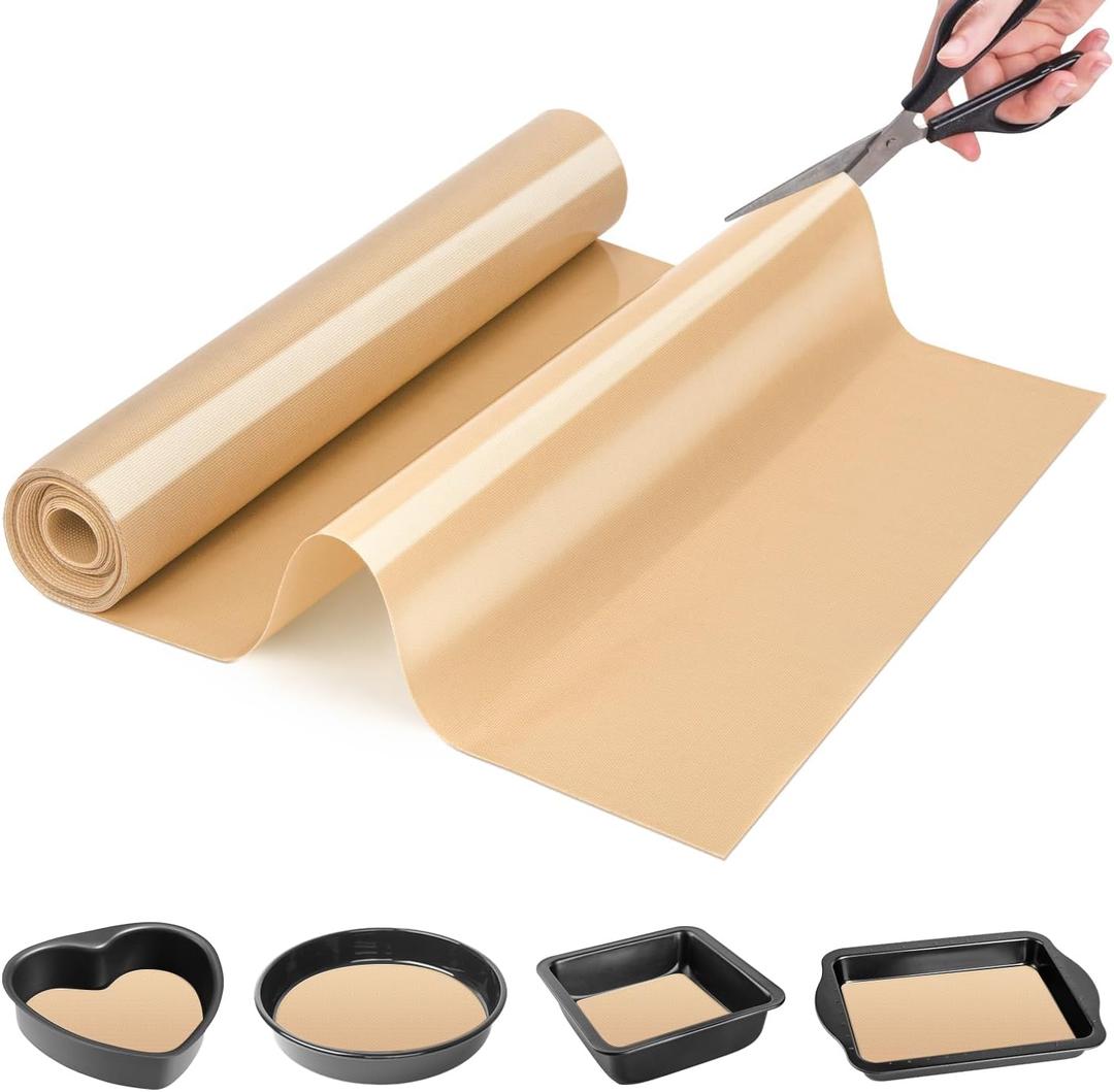 Silicone Baking Mat Roll- Heat Resistant Baking Macaron Bread Mat, Non-stick Silicone Pastry Mat, Non Slip Kitchen Countertop Protector Mat, Pan Liner, Silicone Mat Roll (12"L x 48"W, Beige)