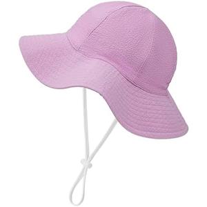Zando Seersucker Baby Sun Hat Toddler UPF 50+ Adjustable Bucket Hats for Boys Girls Beach Hat Breathable Summer Cap Wide Brim 48