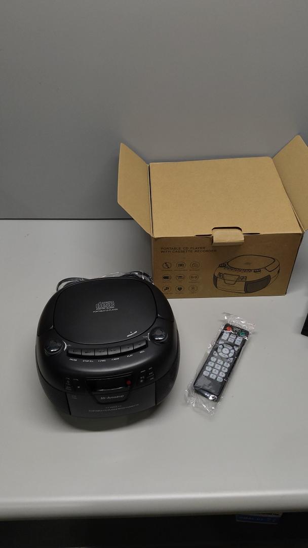 Boombox CD Player Portable Cassette Player with CD MP3 Bluetooth AUX TF/USB AM/FM Radio AC/DC Powered with Remote Control, Headphone Jack, Stereo Sound for Home,Kids,Gift(Black)