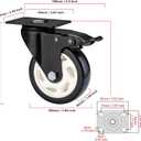 Heavy Duty Locking Caster Wheels with Brake, Non-Marking Swivel Casters Set for Cart & Furniture, 4 Inch Set of 4 / Black