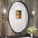 TETOTE Black Oval Bathroom Mirror, 24 x 36 Matte Black Framed Wall Mounted Mirror for Vanity, Modern Decorative Shatterproof Oval Wall Mirrors for Entryway, Living Room, Bedroom