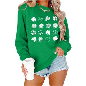 St Patricks Day Sweatshirt Women St Patricks Day Shirt Funny Shamrock Sweater Irish Lucky Long Sleeve Pullover Tops (XXL)