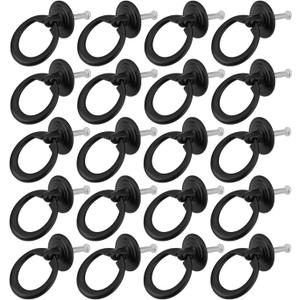 20pcs Pull Handle Draw Ring Knob Single Hole Round Cabinet Knob with Screws Suitable for Drawers Doors Cabinets Boxes Wardrobes Etc Black