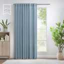 60 Inch Wide Blue Linen Curtains for Bedroom Light Reducing Sheer Large Window Curtain Panel Set of 2 Total Width 120 x 96 Inch Long 5x8 FT Length Back Tab Pocket Chambray Blue Country Farmhouse Decor