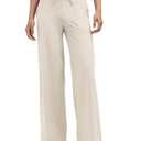 AJISAI Womens 29" Wide Leg Sweatpants High Waist Drawstring Yoga Pants Comfy Lounge Pants with Pockets for Casual Work Workout Cream S