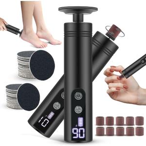 2 in 1 Electric Foot Callus Remover, 9 Speed Adjustable Foot Sander with LED Display, Electric Foot Grinder with 2000 mAh Rechargeable Battery, for Callus Removal, Replaceable Sandpaper Discs (Black) 2 in 1 Electric Foot Callus Remover, 9 Speed Adjustable Foot Sander with LED Display, Electric Foot Grinder with 2000 mAh Rechargeable Battery, for Callus Removal, Replaceable Sandpaper Discs (Black)