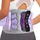 Fit Geno Back Brace for Lower Back Pain Women: Adjustable Lumbar Support Brace for Pain Relief - Breathable Waist Belt for Comfort - M (Purple)