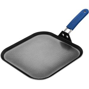 Inqibee 11 Inch Hybrid Nonstick Square Griddle Pan, Flat Square Pancake Grill Pan, Tri-Ply Stainless Steel Skillet Griddle, Oven & Dishwasher Safe, Heat-Resistant Handle Cover (Blue)