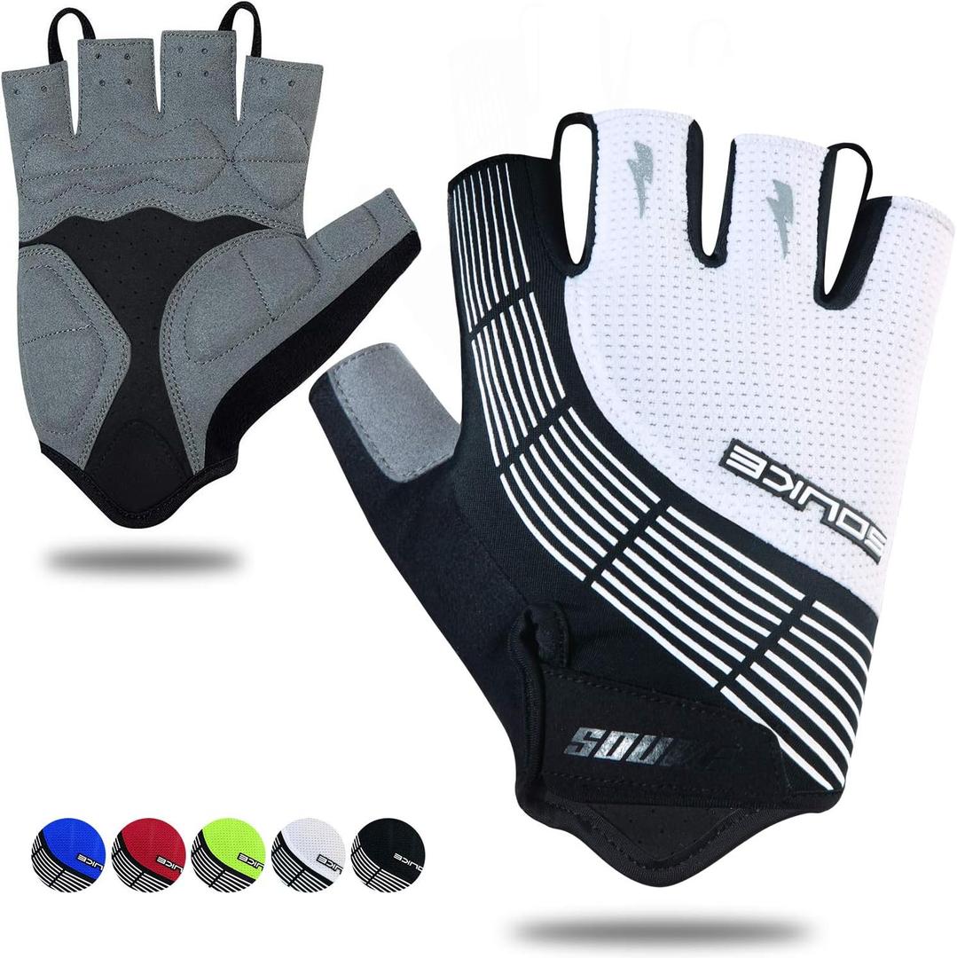 Souke Sports Cycling Bike Gloves - Padded Half Finger Bicycle Gloves with Shock-Absorbing, Anti-Slip, Breathable MTB & Road Biking Features for Men & Women, Size: Medium