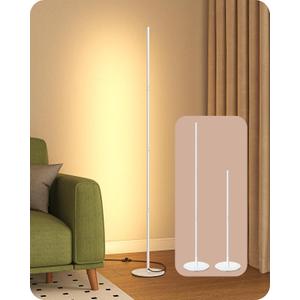 EDISHINE LED Corner Floor Lamp, 57.5" Minimalist Dimmable Sleek Light, Adjustable Height, Tall Floor Lamps for Living Room, Bedroom, Office, 3000K Warm White Light, White