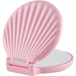 Compact Mirror Mini Travel Mirror,Portable Mirror Convenient for Make-up Touch-ups On The Go,1x 2X Magnification,Folding Pocket Mirror,Handheld 2-Sided Mirror Round,Pink (Pink (No Light))