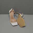 Coutgo Womens Clear Heels Sandals Square Toe Ankle Strap Sexy High Heeled Stiletto Dress Shoes, 9