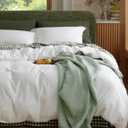 Bedsure PureWoven 100% Washed Cotton Duvet Cover Set, Queen Size, 3-PC