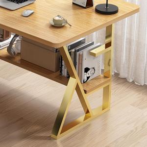 Upgraded 3-Tier Metal Table Legs Gold, 28" H x 24" W Industrial Modern Heavy Duty K-Shaped for Dining, Computer Desk - Set of 2
