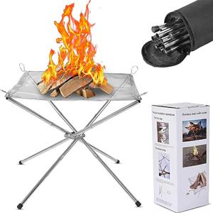 22inch Portable Fire Pit for Camping,Large Upgrade Collapsing Stainless Steel Mesh Outdoor Fire Pits for BBQ Heating Bonfire Barbecue Patio Backyard Garden (Carrying Bag Included)