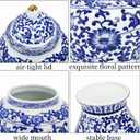 Goaste Blue and White Ginger Jar with Lid, 7.2 Inch Chinoiserie Porcelain Ginger Jars Airtight, Decorative Ceramic Tea Candy Storage Jar, Handmade Vintage Flower Vase for Home Decor, Sugar Nuts Herbs