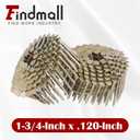 findmall 7200 Count Coil Roofing Nails 1-3/4-Inch x .120-Inch 15-Degree Round Head Wire Weld Collated Smooth Shank Electro Galvanized Coil Roofing Nails for Roofs Lathing and Sheathing Materials