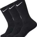 Nike Unisex Adult Everyday Cushioned Training Crew Socks (3-Pack) | Mens 8-12 and Womens 10-13(Black)