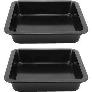 4Pcs Rectangle Cake Pan 8.9x8.9x1.8in (22.5x32.5x4.6cm) - Nonstick Baking Pans for Cakes, Brownies, Lasagna & Cookies, Even Heat Distribution, Dishwasher Safe(Black)